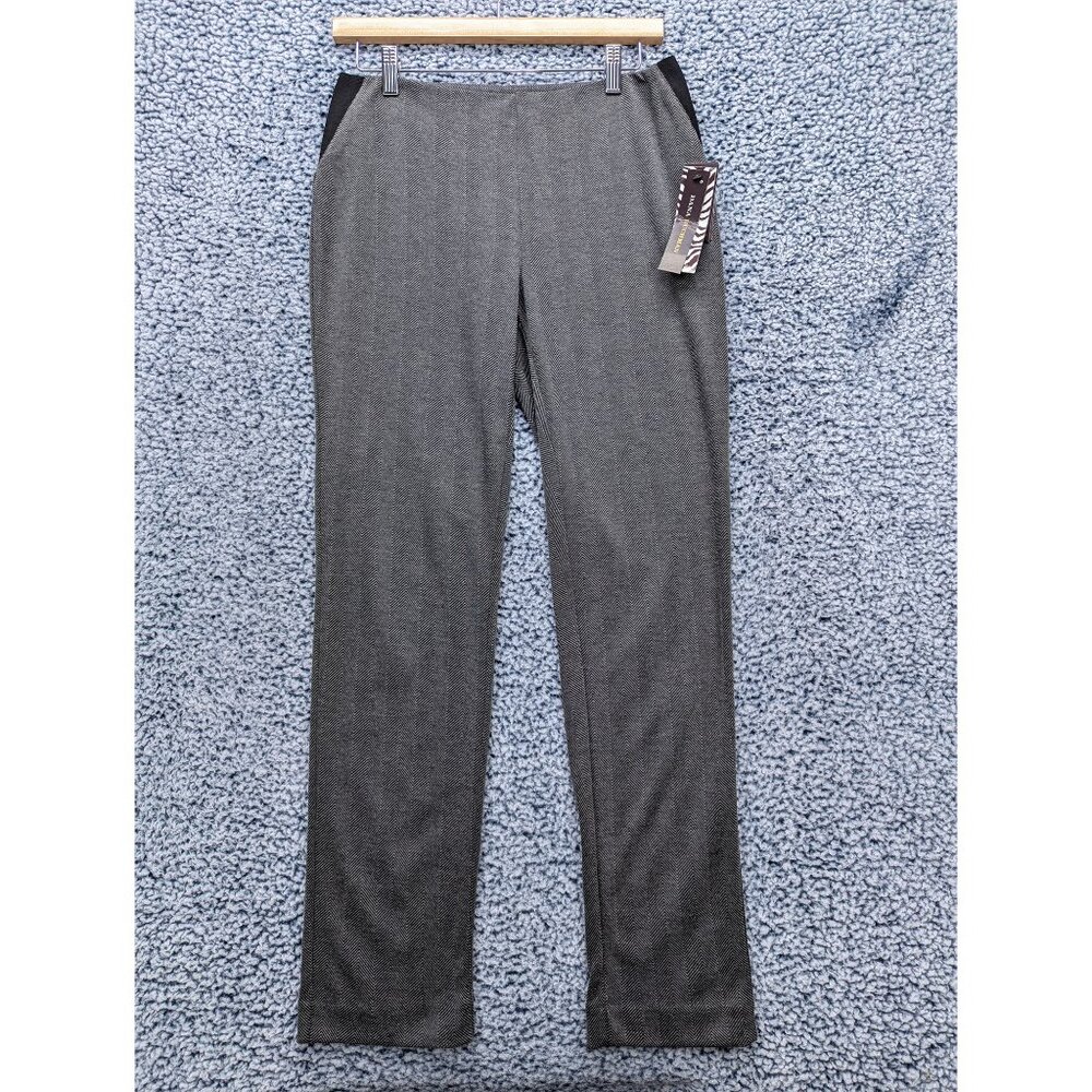 NWT Dana Buchman Mid Rise Straight Leg Dress Pants Size S Work Herringbone Gray